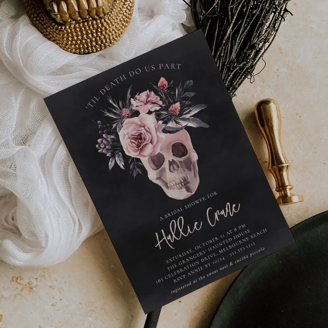 Invitación Floral Skull Halloween Bridal Shower (Subido por el creador)