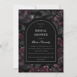 Invitación Floral Skull oscuro Moody Shower Gótica Bridal Sho