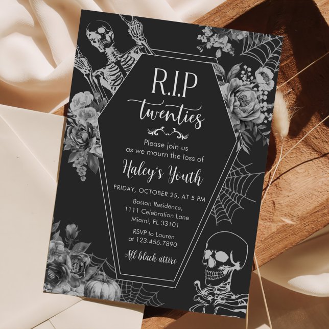 Invitación Floral Skull QEPD 2003 Fiesta de cumpleaños (Subido por el creador)