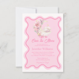 Invitación floral sobre la luna marea rosa ondulada arco de l