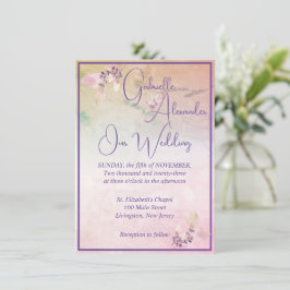 Invitación Floral Sobre Las Nubes Rosa Boda
