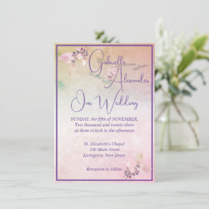 Invitación Floral Sobre Las Nubes Rosa Boda