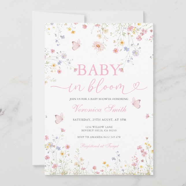 Invitación Floral Spring Baby in Bloom Baby Shower Invitation (Anverso)