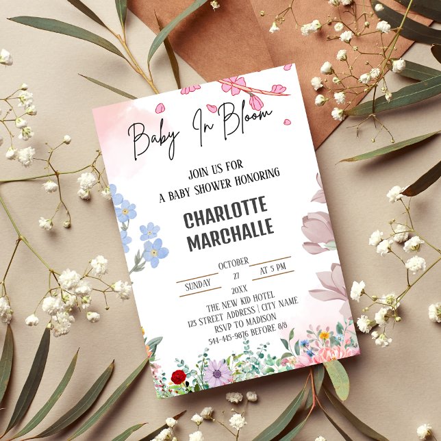 Invitación Floral Spring Baby Shower - Bebé en Bloom! (Subido por el creador)