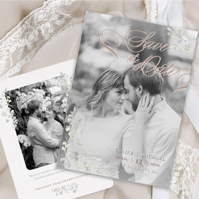 Invitación Floral Spring Chinoiserie Guardar la fecha (Subido por el creador)