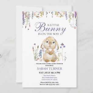 Invitación Floral Spring Cute Easter Bunny Baby Shower