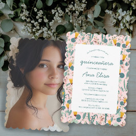 Invitación Floral Spring Garden Pattern FOTO Quinceañera