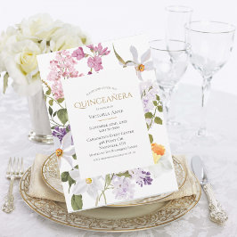 Invitación Floral Spring Sumner Quinceañera moderna