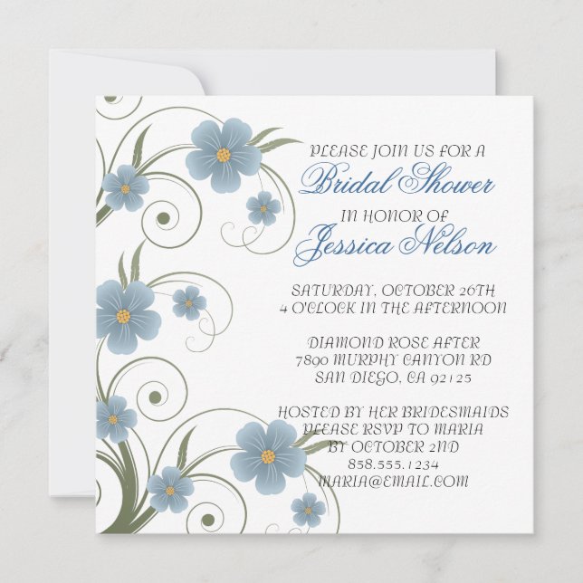 Invitación Floral Spring Swirls Elegant Shower Invite (Anverso)