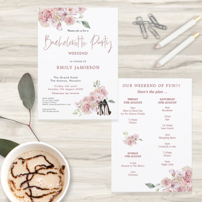 Invitación Floral Stilettos Weekend Soltera Itineraria (Subido por el creador)