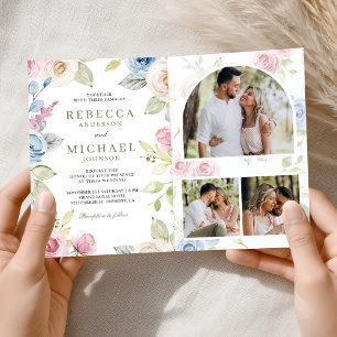 Invitación Floral Suave de Primavera Código QR Todo en Uno Bo