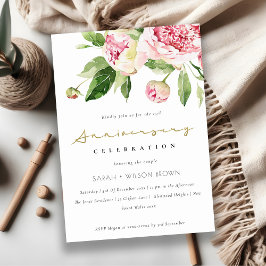 Invitación Floral suave de Rubor en cualquier aniversario de