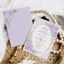 Invitación Floral suave morada Quinceañera 15º cumpleaños