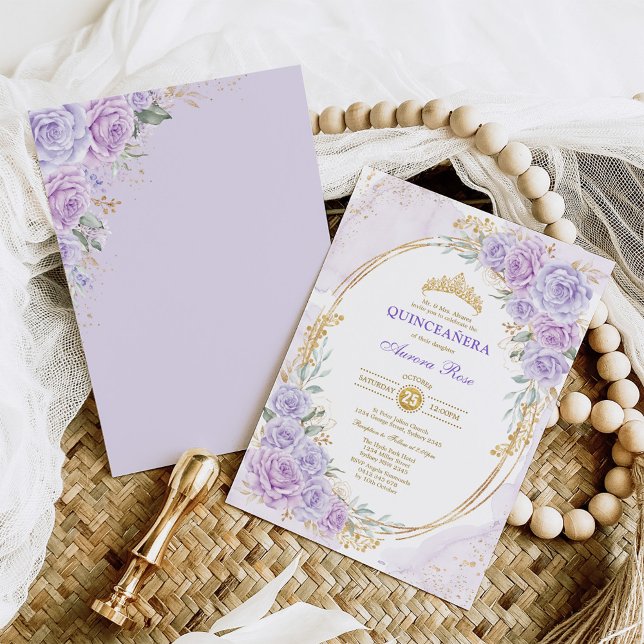 Invitación Floral suave morada Quinceañera 15º cumpleaños (Subido por el creador)