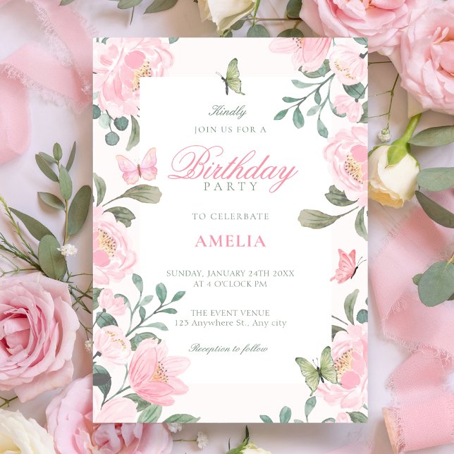 Invitación Floral suave rosa (Subido por el creador)