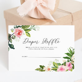 Invitación Floral suave rosa Baby Shower Diaper Raffle