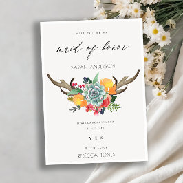 INVITACIÓN FLORAL SUCULENTE ANTLER BOHEMIAN HONOR