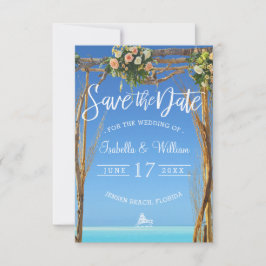 Invitación Floral Summer Beach Wedding Gate Salva la fecha