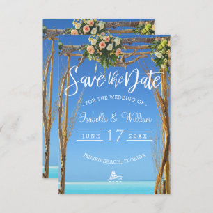 Invitación Floral Summer Beach Wedding Gate Salva la fecha