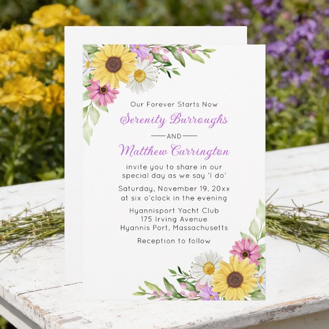 Invitación Floral Sunflower Daisy Wildflowers Wedding (Subido por el creador)