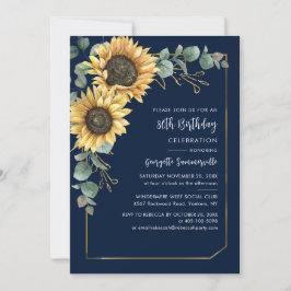 Invitación Floral Sunflower Eucalyptus 80 cumpleaños