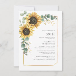 Invitación Floral Sunflower Eucalyptus Fiesta de cumpleaños 5