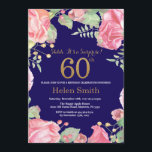 Invitación Floral Surprise 60th Birthday Gold Purpurina Blue<br><div class="desc">Invitación de cumpleaños número 60 a mujeres por sorpresa floral. Flor Floral Botánica de acuarela. Brillantina dorada. Flores Florales De Peonies Rosados. Cumpleaños de adultos. Fondo azul marino. Para una mayor personalización,  haga clic en el botón "Personalizar" y utilice nuestra herramienta de diseño para modificar esta plantilla.</div>