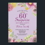 Invitación Floral Surprise 60th Birthday Invitation Purple<br><div class="desc">Invitación de cumpleaños número 60 a mujeres por sorpresa floral. Floral acuarela,  fondo morado. Para una mayor personalización,  haga clic en el botón "Personalizar" y utilice nuestra herramienta de diseño para modificar esta plantilla.</div>