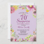 Invitación Floral Surprise 70th Birthday Invitation Purple<br><div class="desc">Invitación de 70 años a mujeres por sorpresas florales. Floral acuarela,  fondo morado. Para una mayor personalización,  haga clic en el botón "Personalizar" y utilice nuestra herramienta de diseño para modificar esta plantilla.</div>