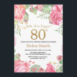 Invitación Floral Surprise 80th Birthday Gold Purpurina<br><div class="desc">Invitación de 80º cumpleaños de Floral Surprise para mujeres. Flor Floral Botánica de acuarela. Brillantina dorada. Flores Florales De Peonies Rosados. Cumpleaños de adultos. Para una mayor personalización,  haga clic en el botón "Personalizar" y utilice nuestra herramienta de diseño para modificar esta plantilla.</div>