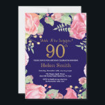 Invitación Floral Surprise 90th Birthday Gold Purpurina Blue<br><div class="desc">Invitación de cumpleaños 90 a mujeres por sorpresas florales. Flor Floral Botánica de acuarela. Brillantina dorada. Flores Florales De Peonies Rosados. Cumpleaños de adultos. Fondo azul marino. Para una mayor personalización,  haga clic en el botón "Personalizar" y utilice nuestra herramienta de diseño para modificar esta plantilla.</div>