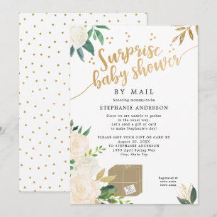 Invitación Floral Surprise Baby Shower por correo