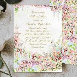 Invitación floral swan chic calligraphy bridal shower