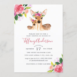 Invitación Floral Sweet Mom Y Baby Deer Baby Shower
