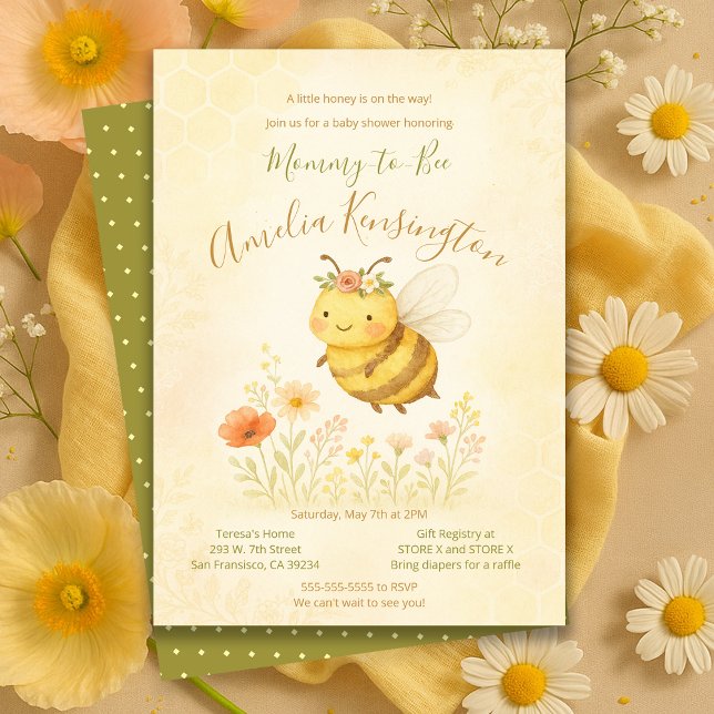 Invitación Floral Sweet Mommy to Bee Baby Shower Party (Floral Sweet Mommy to Bee Baby Shower Party Invitation
)