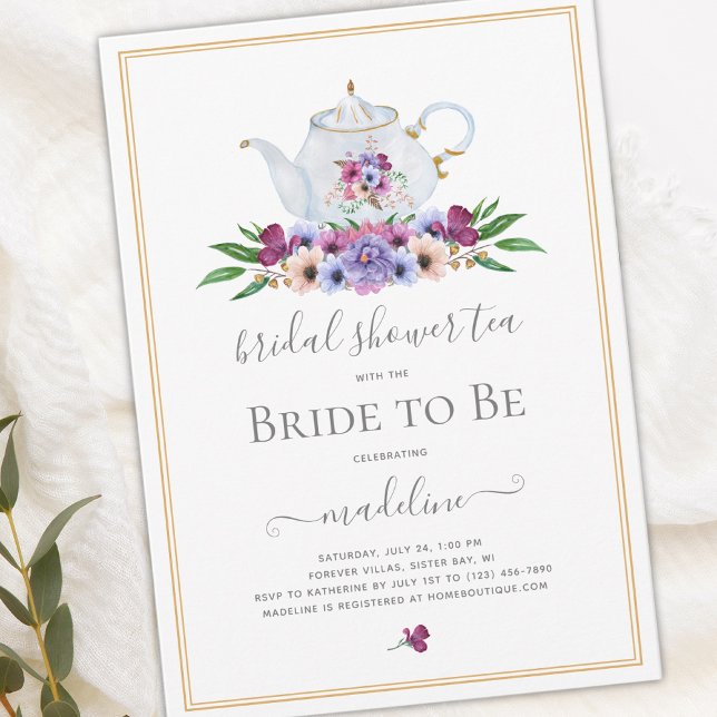 Invitación Floral Tea Fiesta Bridal Shower (Subido por el creador)