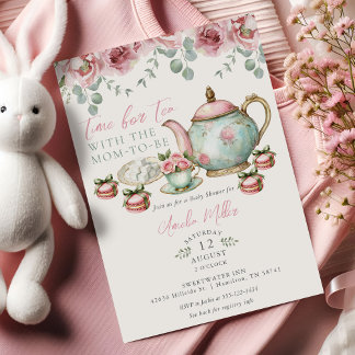 Invitación Floral Tea with the Mom-to-be Girl Baby Shower 
