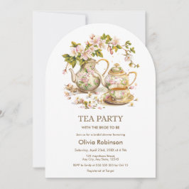Invitación Floral Teapot Tea Fiesta Bridal Shower
