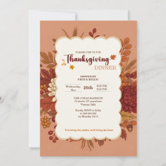 Invitación Floral Terracota Rústica Elegante