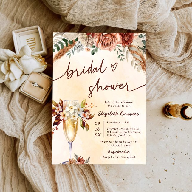 Invitación Floral Terracotta Boho Bridal Shower (Subido por el creador)