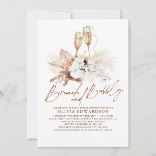 Invitación Floral Terracotta Bridal Shower Brunch y Bubbly