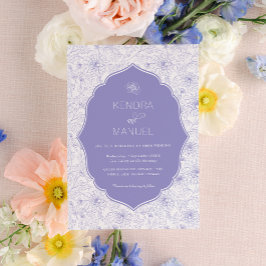 Invitación Floral Toile Fancy Lilac Purple Boda