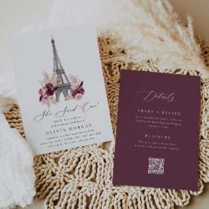 Invitación Floral Torre Eiffel Ducha de Novias