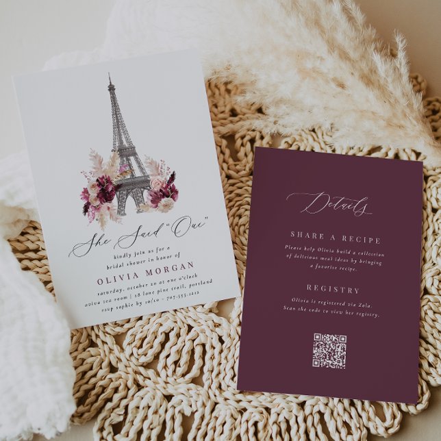 Invitación Floral Torre Eiffel Ducha de Novias (Subido por el creador)