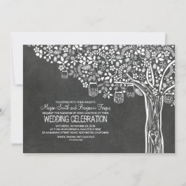 Invitación Floral Tree Mason Jar Lights Chalkboard Boda