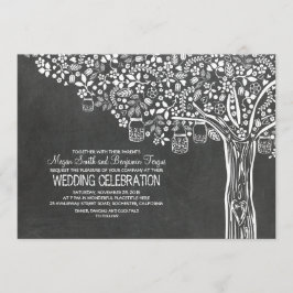 Invitación Floral Tree Mason Jar Lights Chalkboard Boda