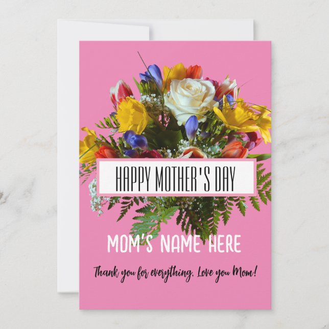 INVITACIÓN FLORAL TRENDY FELIZ DÍA DE LA MADRE (Anverso)