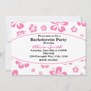 Invitación floral trópica rosa y blanca Hibiscus