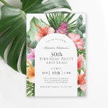 Invitación Floral tropical 30 Fiesta de cumpleaños y Luau<br><div class="desc">Un bonito y exuberante diseño tropical de Fiesta de cumpleaños 30 con coloridos acuarelas florales que incluyen flores de hibisco, jengibre y una variedad de follaje tropical que rodean un elegante marco abovedado. El aspecto es vibrante y vivo y marca el tono de tu celebración al estilo de aloha. Un...</div>