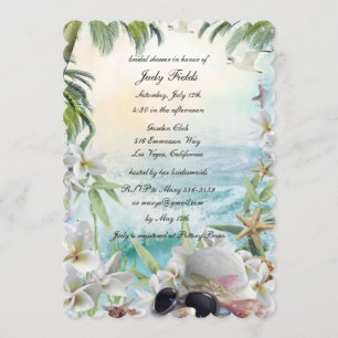 Invitación Floral Tropical Beach Wedding Bridal Shower
